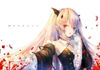 Anime character long white hair 2 - horn and horns free wallpaper