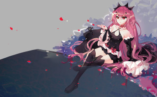 Anime girl pink hair black - black clothes free wallpaper