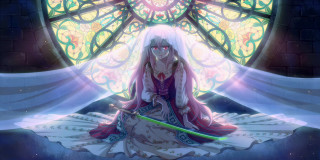 Woman sitting floor stained glass - a stained glass window free wallpaper