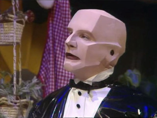 Bald man suit bowtie mask - lifelike free wallpaper