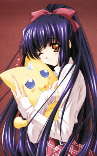Girl long hair yellow pillow - her hand and a cat free wallpaper