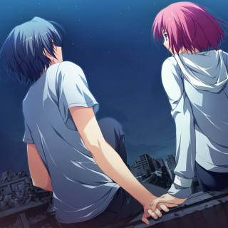 People sitting on ledge looking - two person free wallpaper
