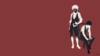 Couple chair red background minimalist - nier:automata free wallpaper