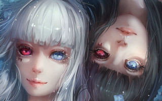 Girl white hair blue eyes 2 - symmetrical eye free wallpaper