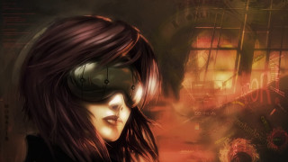 Steampunk woman face glasses portrait - aleksi briclot free wallpaper