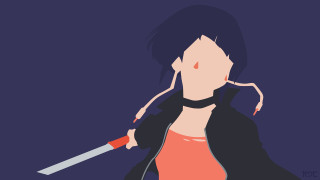 Woman knife jacket purple background - minimalist free wallpaper