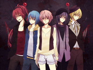 Anime characters group dark background 7 - 2 d sprite free wallpaper