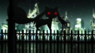 Black cat fence night city - magical free wallpaper for desktop