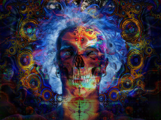 Skull colorful hair cross psychedelic - a skull free wallpaper