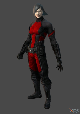 Red black outfit gun helmet - unreal engine 5 quality free wallpaper