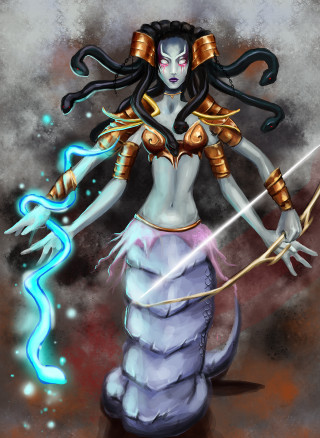 Woman snake sword blue light - league of legends concept art free wallpaper