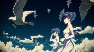 Woman child sky birds flying - a sky full free wallpaper