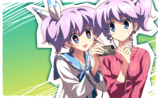 Anime girls pink hair ears - a cell free wallpaper