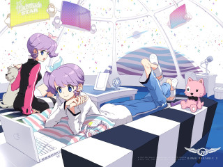 Group people bed laptop screen - synchromism free wallpaper