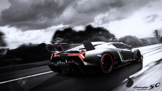 Black white sportscar road trees - rim free wallpaper