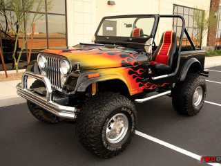 Jeep flames parking lot building - ed roth free wallpaper