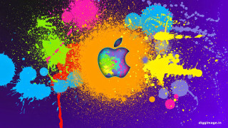 Colorful apple logo paint splatter 3 - colour free wallpaper