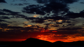 Sunset mountain clouds plane flying - a sunset free wallpaper