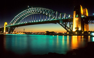 Bridge water night lights city - some water free wallpaper
