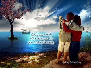 Couple hugging painting boat water - a couple free wallpaper
