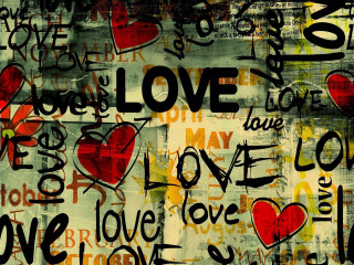 Words hearts art painting colorful 2 - a bow free wallpaper