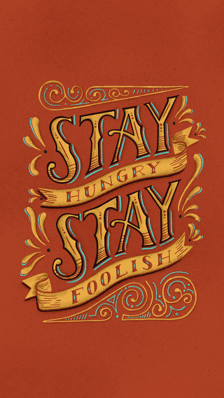 Red poster handwritten quote stay - international typographic style free wallpaper