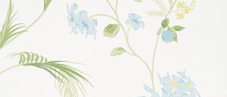 Blue flowers green leaves white - a wallpaper free wallpaper