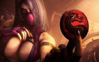 Woman mask redball dragon chest - her hand and a dragon free wallpaper