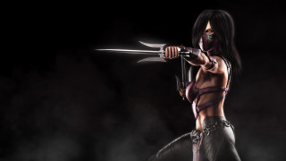 Woman sword mask fighting warrior - her face and body free wallpaper