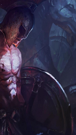 Man sword armor dark forest - league of legends concept art free wallpaper
