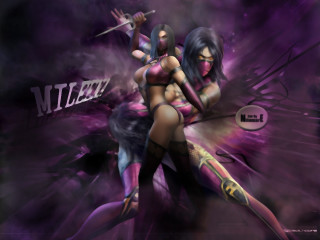Women costume swords purple background - sword free wallpaper