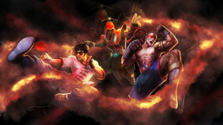 Two men fighting dark room - red smoke free wallpaper