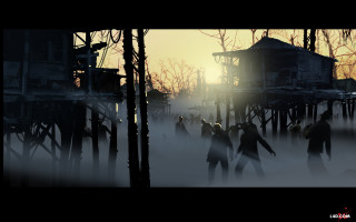 Foggy forest walkers sunset dawn - craig mullins free wallpaper