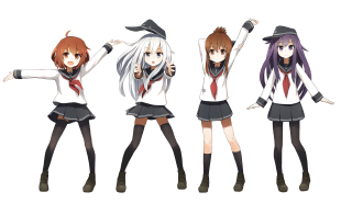 Anime girls long hair black 13 - dynamic pose free wallpaper