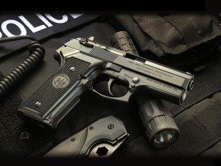 Gun flashlight police badge cord - dong kingman free wallpaper
