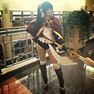 Woman costume sword lobby building - cosplay free wallpaper