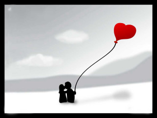 Couple red balloon snow heart - balloon free wallpaper