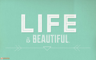 Life is beautiful green background - chalk art free wallpaper