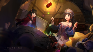Women standing room laptop computer - rpg free wallpaper