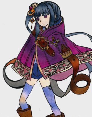 Girl purple coat brown hat - a blue tail free wallpaper