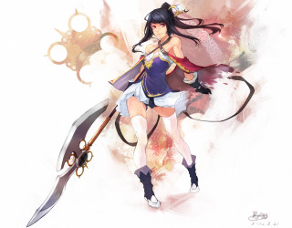 Woman sword standing white background - a splash of paint free wallpaper