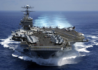 Large ship ocean small ships 2 - action scene free wallpaper