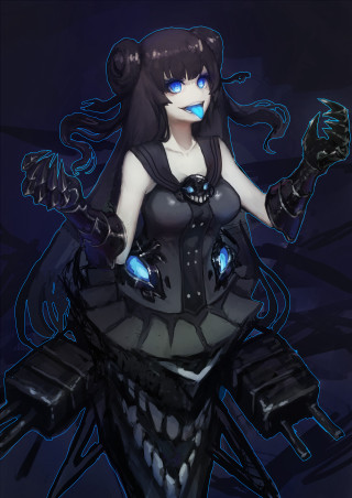 Woman black outfit blue eyes - cybernetic free wallpaper
