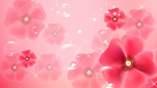Pink background bubbles flowers gold - gold free wallpaper