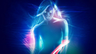 Woman neon light painting body - neon free wallpaper
