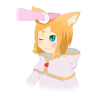 Cartoon girl pink hat green - green eye free wallpaper