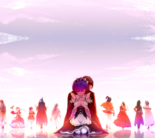 Anime characters sky background clouds 15 - the water free wallpaper