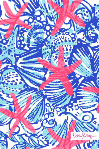 Blue pink flower pattern ocean - generative art free wallpaper