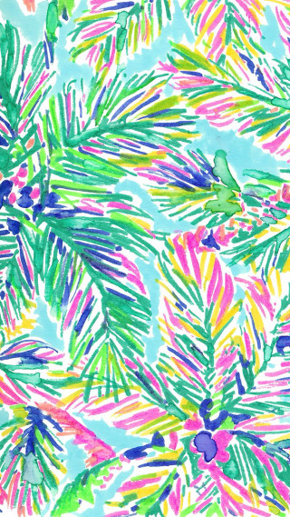 Palm trees colorful leaves summer - maximalism free wallpaper