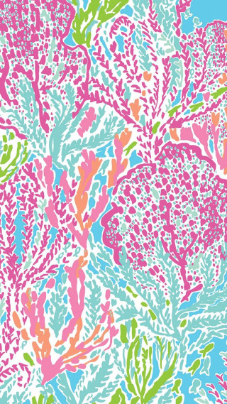 Colorful corals algaes blue background - color scheme free wallpaper
